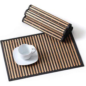 Placemats Set of 6, Bamboo Table Mats Set, 18'' × 12'' Woven Placemat, Washable